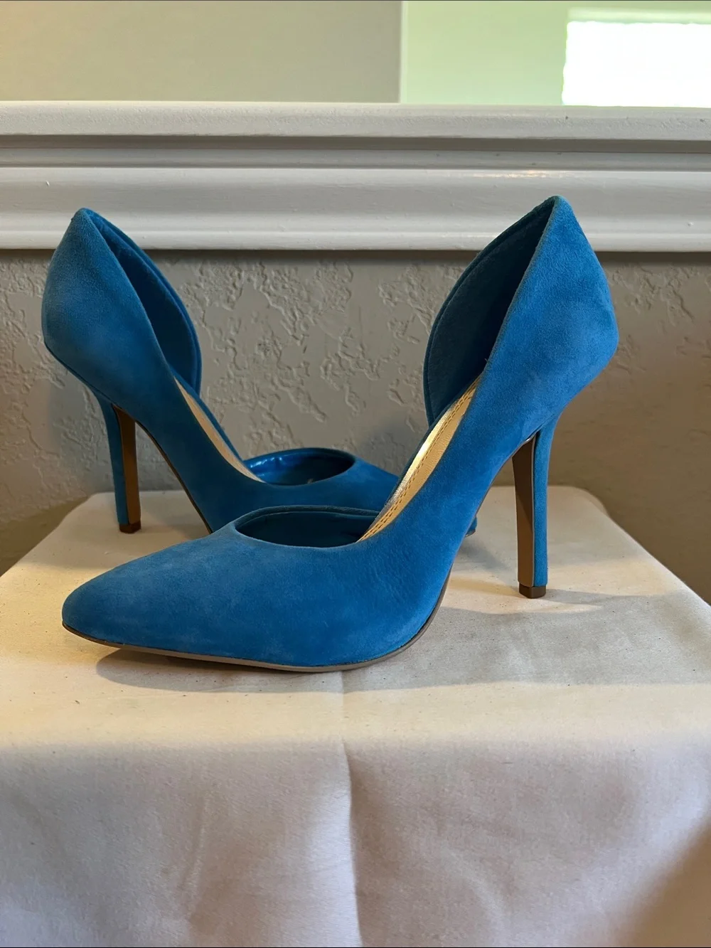 BCBG Blue Suede Pointed-Toe Pumps